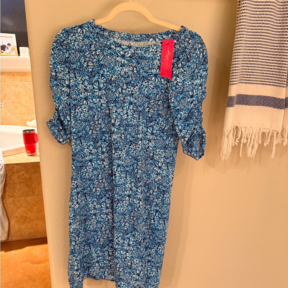 NWT Lilly Pulitzer Belden Pima Cotton Dress in Cumulus Blend Blooming Floral